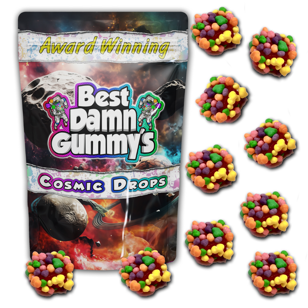 100% CBD Isolate Cosmic Drops (Packaged) - 25 Packages per order - Best Damn Gummy's - Wholesale